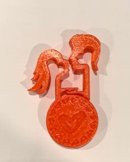 Remix of Blank Love Locks for Remixing - Printed in translucent red PLA with gyroid infill