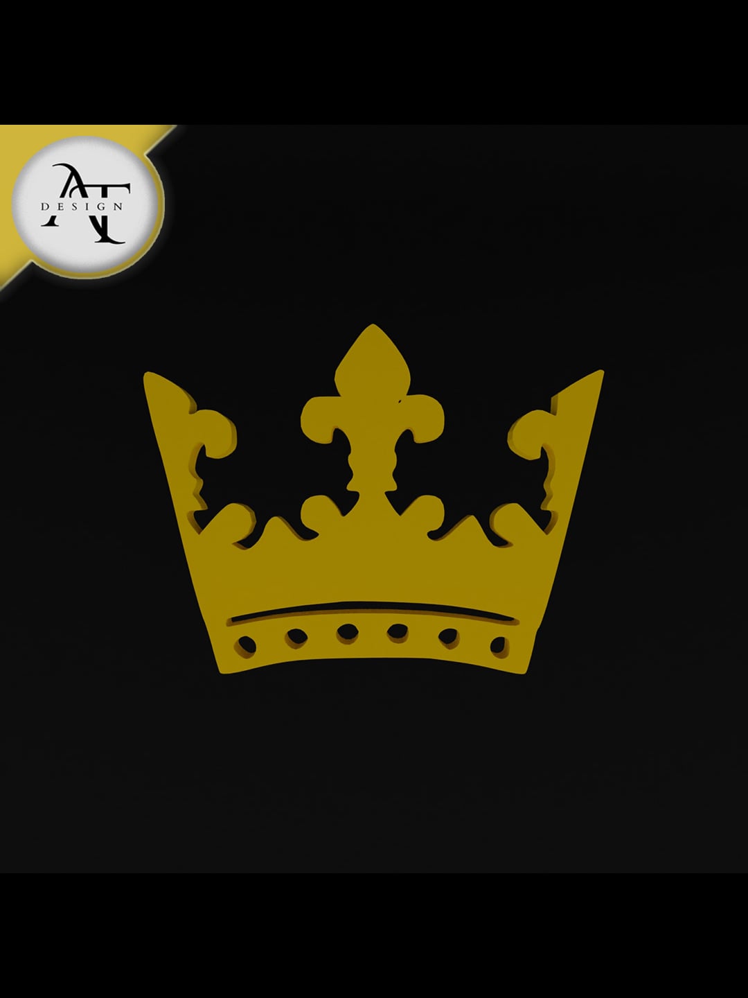 Simple Crown Symbol - 2D Art 3d model
