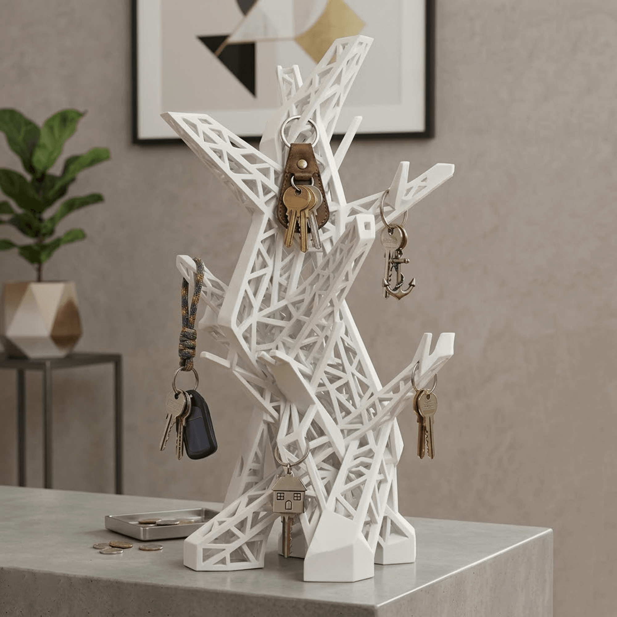 Abstract Geometric Tree Keychain Stand 3d model