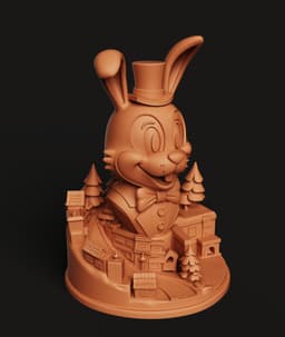 Wonderland Rabbit Statue | Magician Rabbit in Top Hat | Whimsical Fantasy Decor 3d model