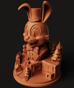 Wonderland Rabbit Statue | Magician Rabbit in Top Hat | Whimsical Fantasy Decor 3d model