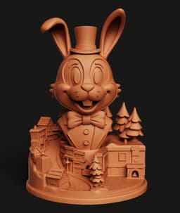 Wonderland Rabbit Statue | Magician Rabbit in Top Hat | Whimsical Fantasy Decor 3d model
