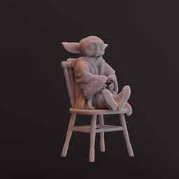 Baby yoda sitting on chair 3d model