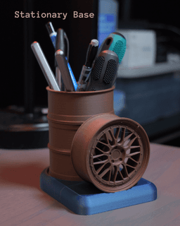 Wheel Pen Cup Organizer | Modular Spinning, Stationary & Magnetic Stand 3d model