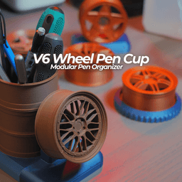 Wheel Pen Cup Organizer | Modular Spinning, Stationary & Magnetic Stand 3d model