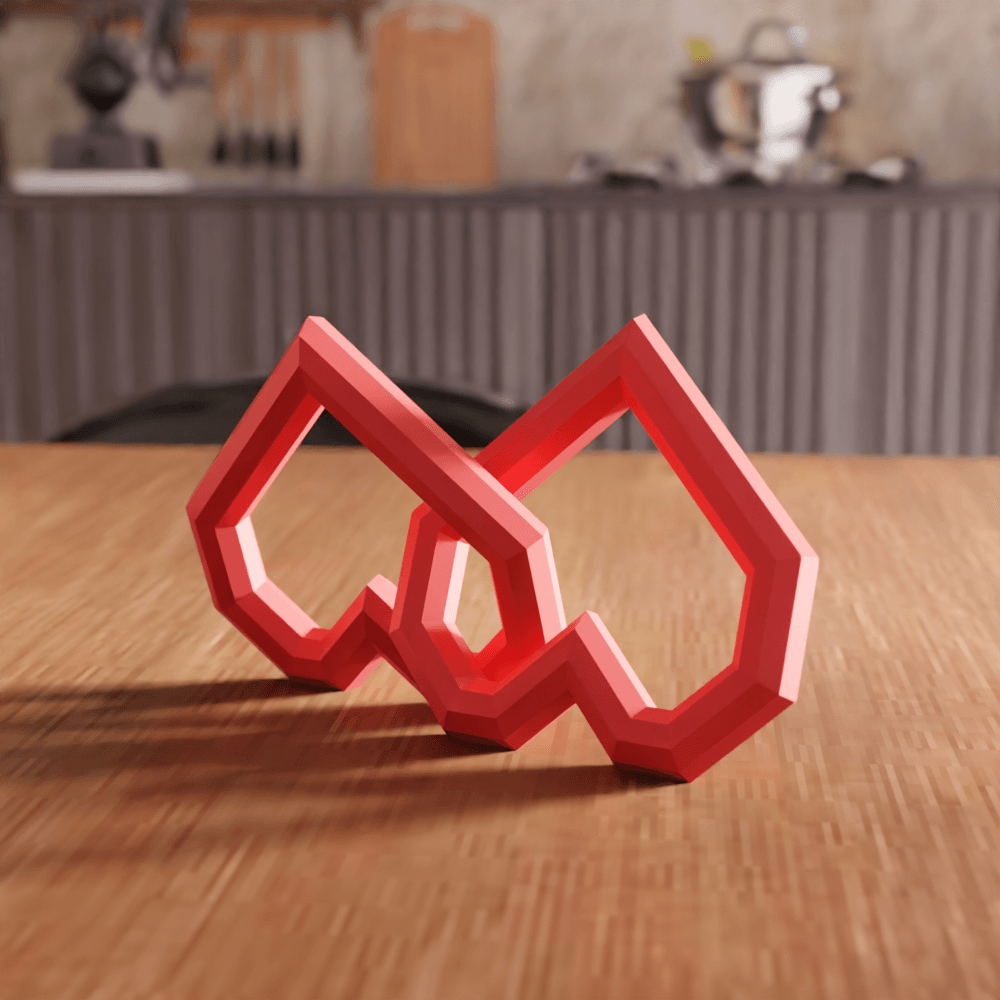 Interlocking Low Poly Geometric Linked Hearts 3d model
