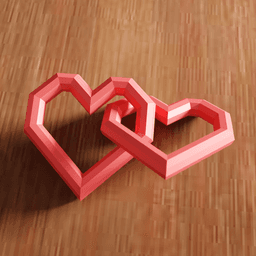 Interlocking Low Poly Geometric Linked Hearts 3d model