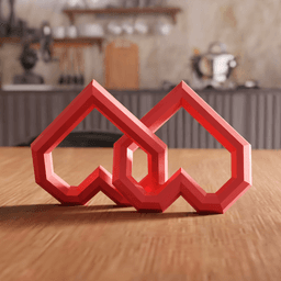 Interlocking Low Poly Geometric Linked Hearts 3d model