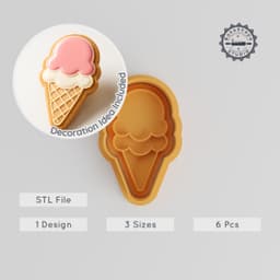 Ice Cream Shape Cutter & Stamp Set, Perfect for Cookies & Fondant, 3 Sizes, Summer & Vacation Theme PRODUCT_1954 3d model