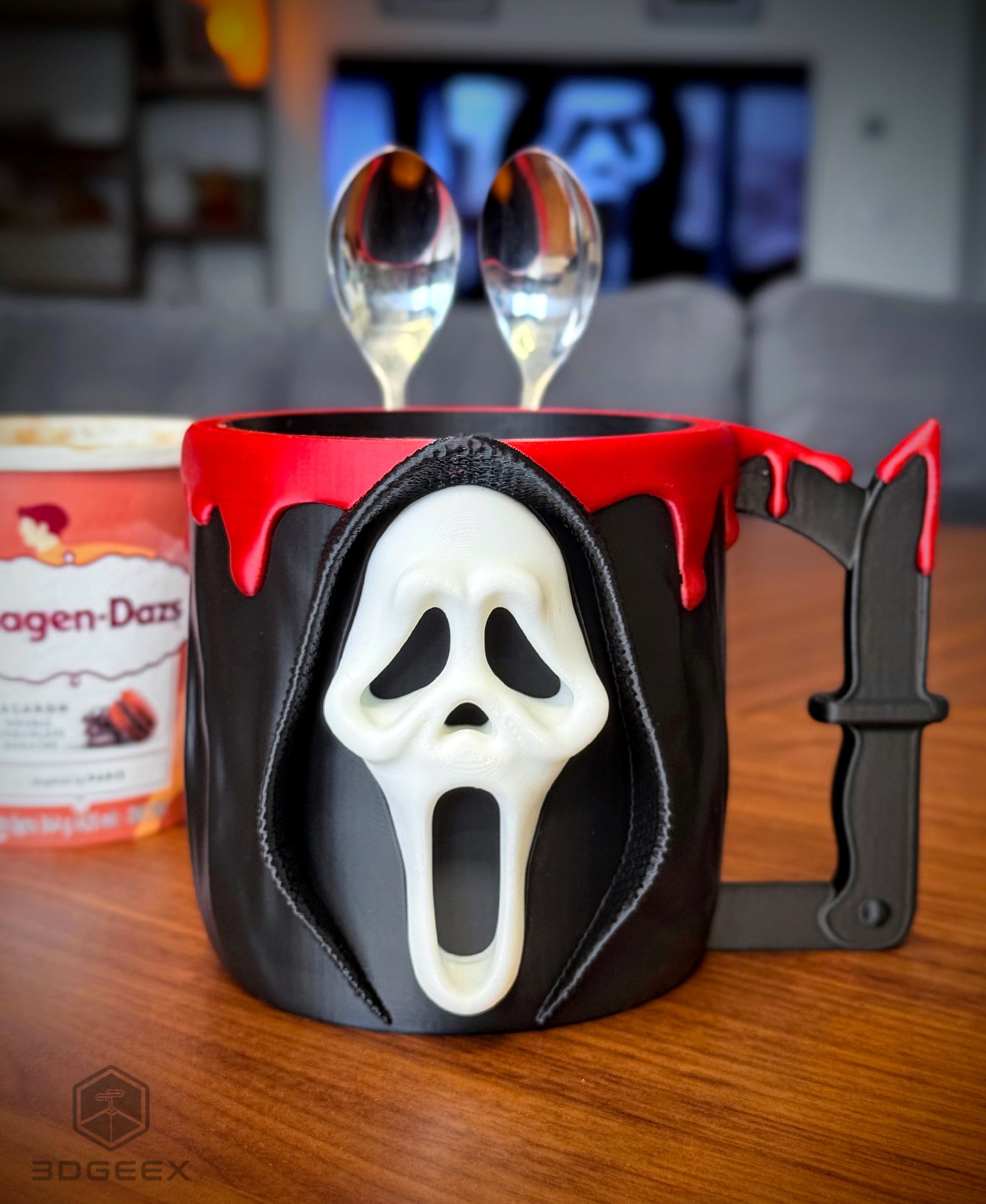 Ghostface Ice Cream Pint Holder 3d model