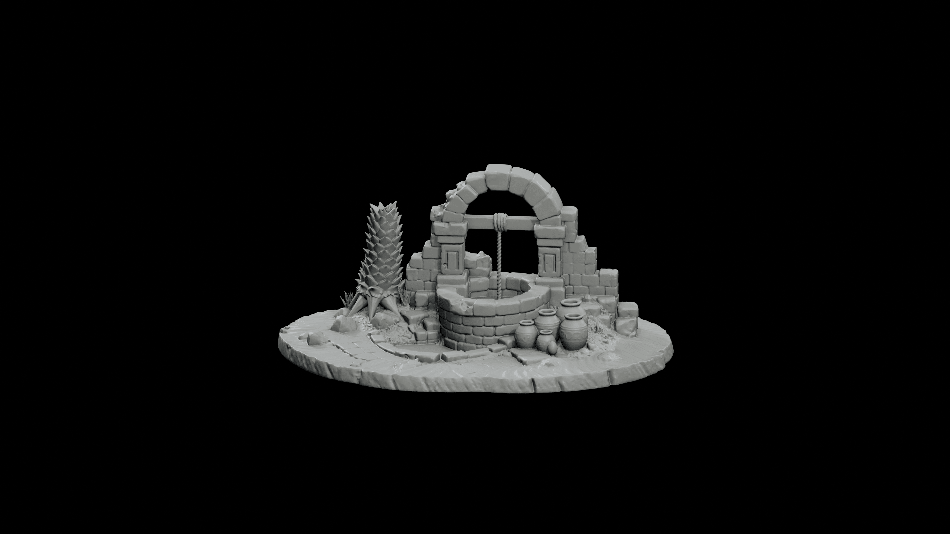 Desert Oasis Ruin Well STL - Printable D&D Tabletop Terrain 3d model