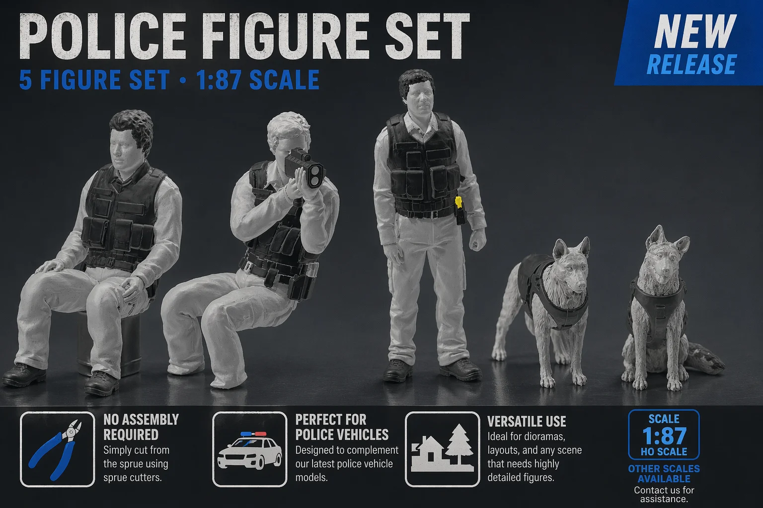 Police Figure & K9 Set (1:87 Scale) 3d model