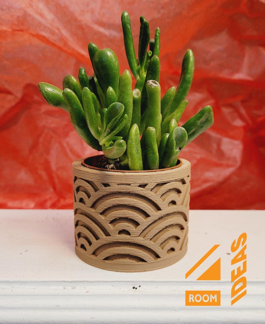 Succulent Planter Japanese Style - Waves/Seigaiha V1 3d model