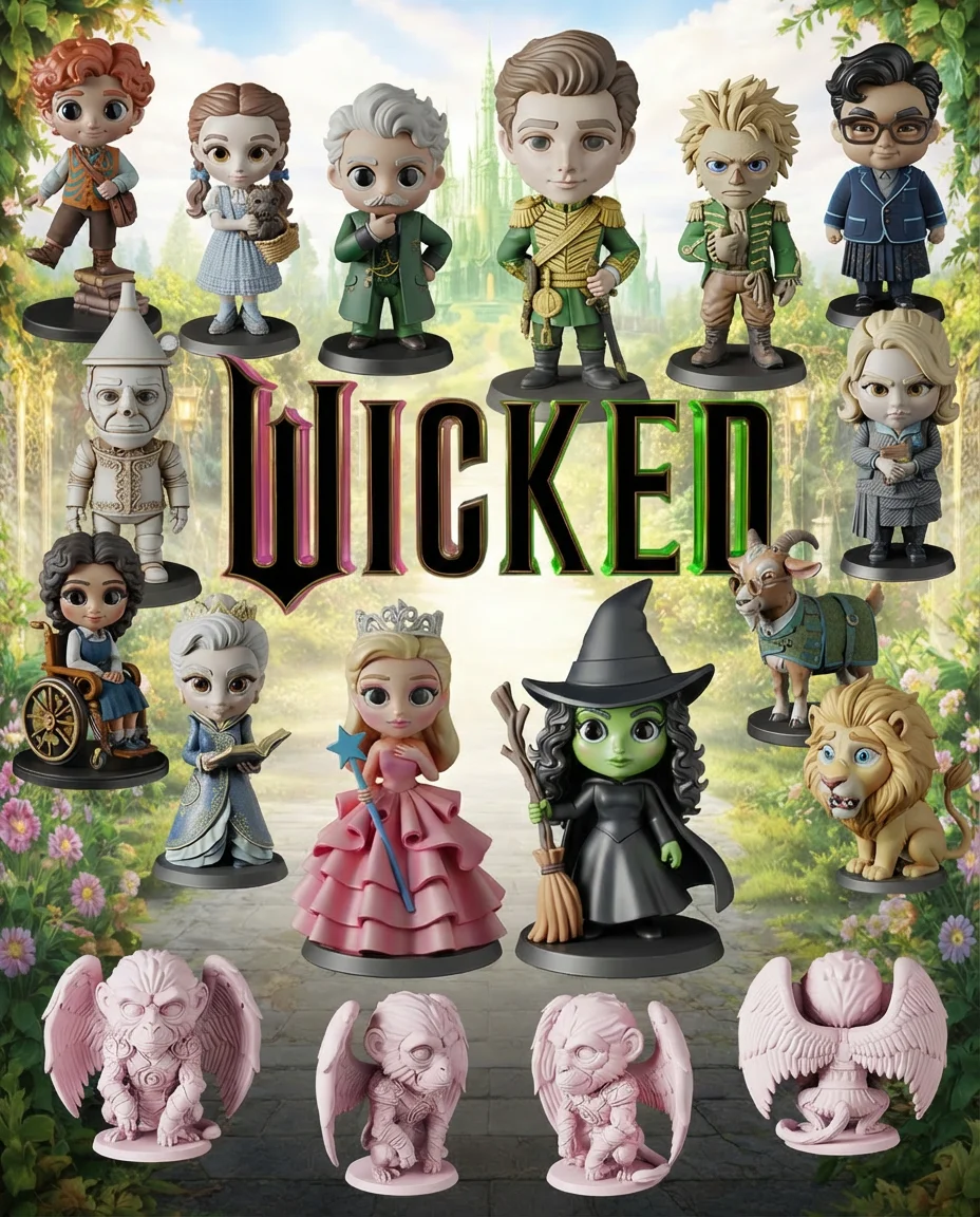 Wicked STL Files - Elphaba Glinda Fiyero - Musical Characters 3D Print Models 3d model