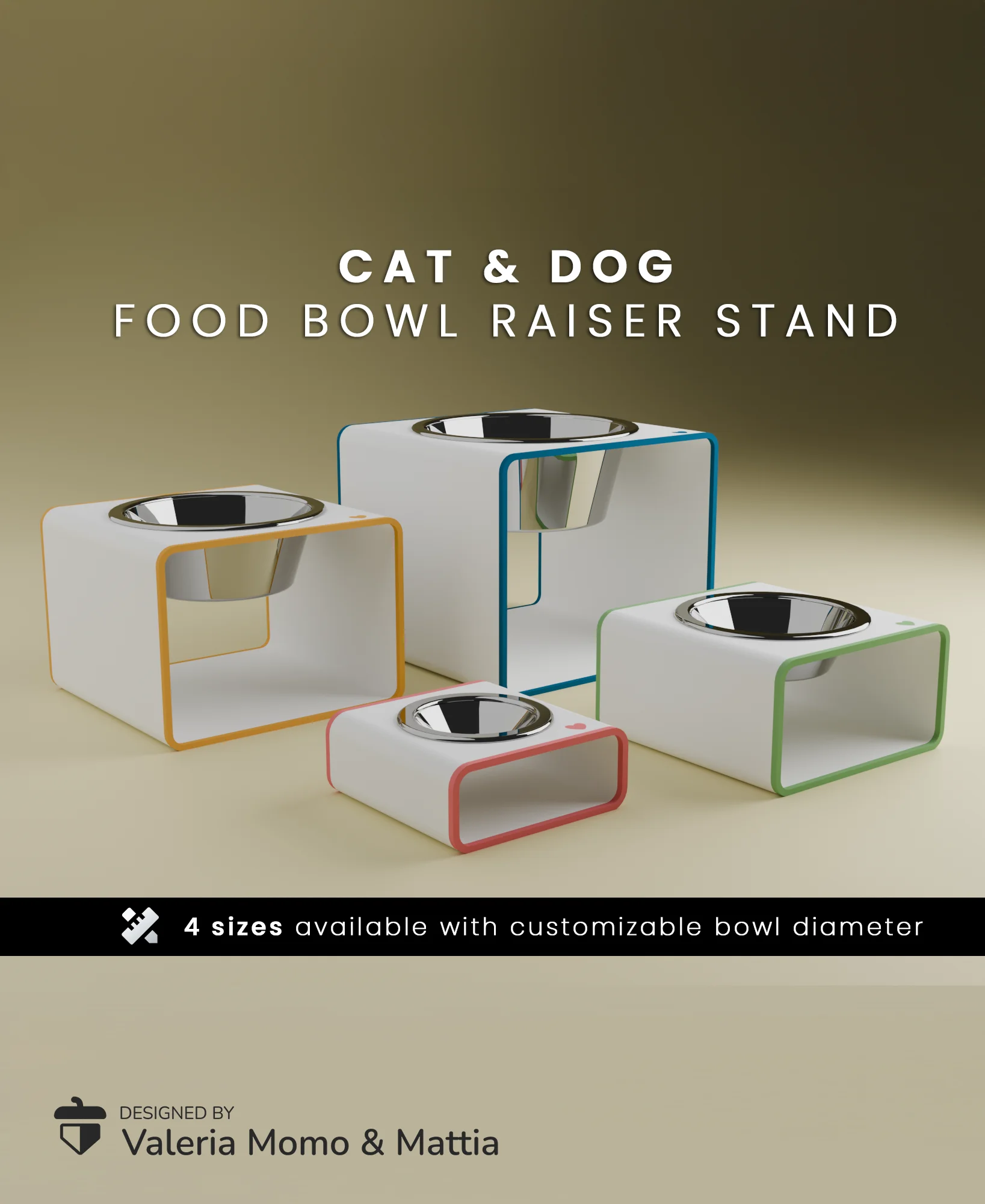 Cat & Dog Food Bowl Raiser Stand Ø 3d model