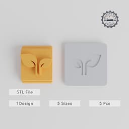 Leaf Stamp Tile Set, 5 Sizes for Clay & Cookie Crafting, Nature Plant Leaf Motif, Perfect for Cookies, Fondant & More PRODUCT_5107 3d model