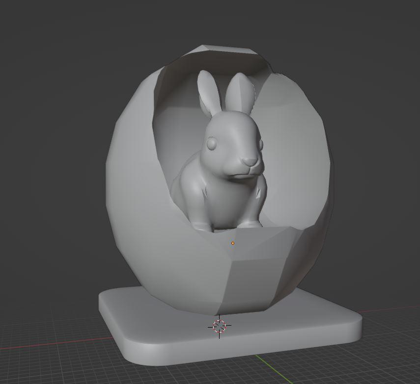 Easter Bunny Rabbit inside an egg.stl 3d model