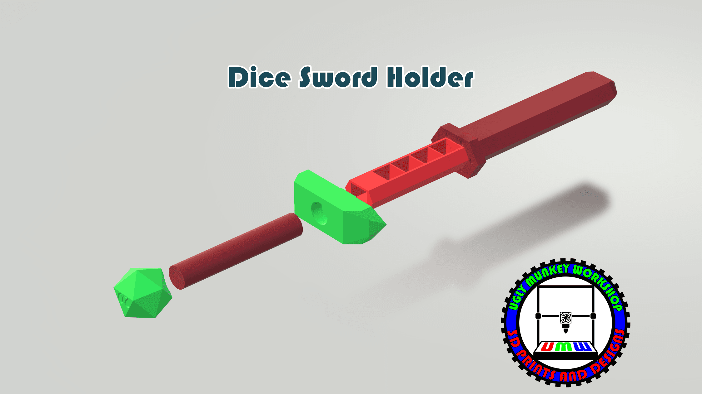 S.W.O.R.D. - Dice Sword Holder - Strategic Weapon Organizer for Rolling Dice - No Supports 3d model