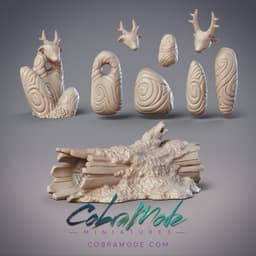 Druidic Standing Stones and Giant Log Scatter Terrain Set 3d model