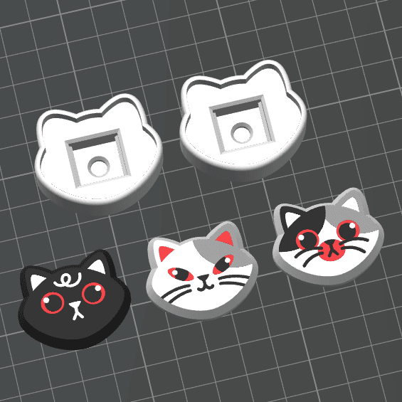 Cat V03 - Clicker Fidget Toy Keychain 3d model