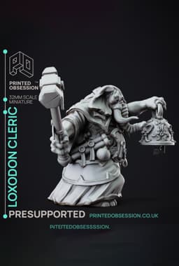 Loxodon Cleric - Lady of Pox - PRESUPPORTED - Illustrated and Stats - 32mm scale 3d model