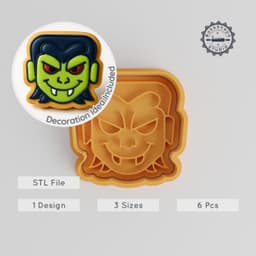 Vampire Boy Cookie Cutter & Stamp Set, Halloween Spooky Kid Baking Tools, 3 Sizes for Fondant & Cookies PRODUCT_976 3d model