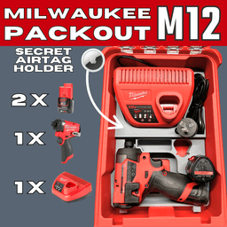 Milwaukee Packout M12 Drill & Battery Organizer with Secret AirTag Holder 3d model