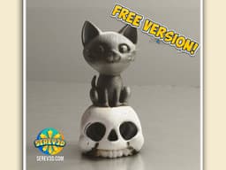 Cat on Skull - Spooky Halloween Figurine - No Supports 3D Print STL/3MF 3d model