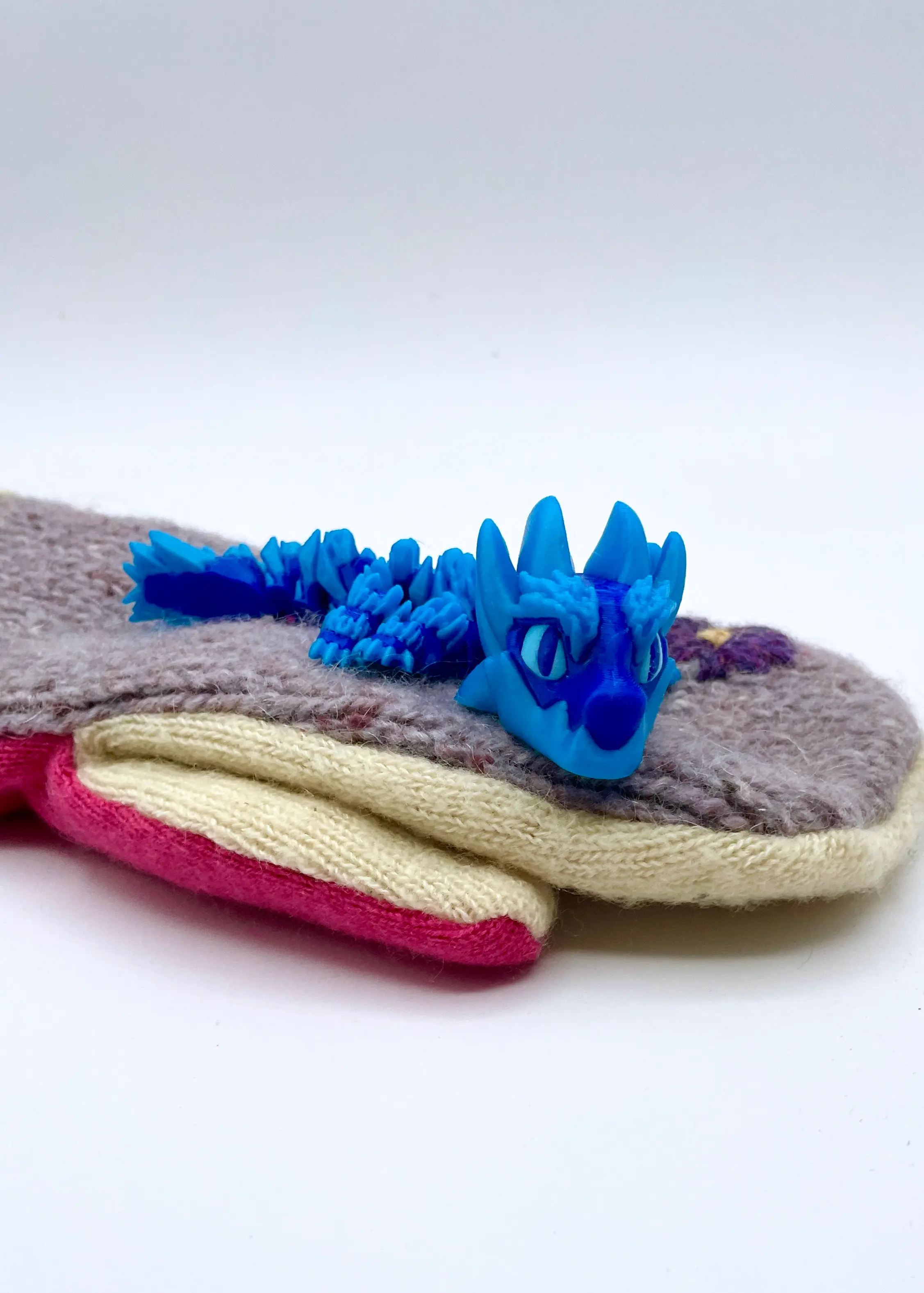Baby Raptor - Eureka Peacock Blue, Royal Blue and Polymaker Light Blue and my Cousin Mary's Mittens made from recycled sweaters! - 3d model
