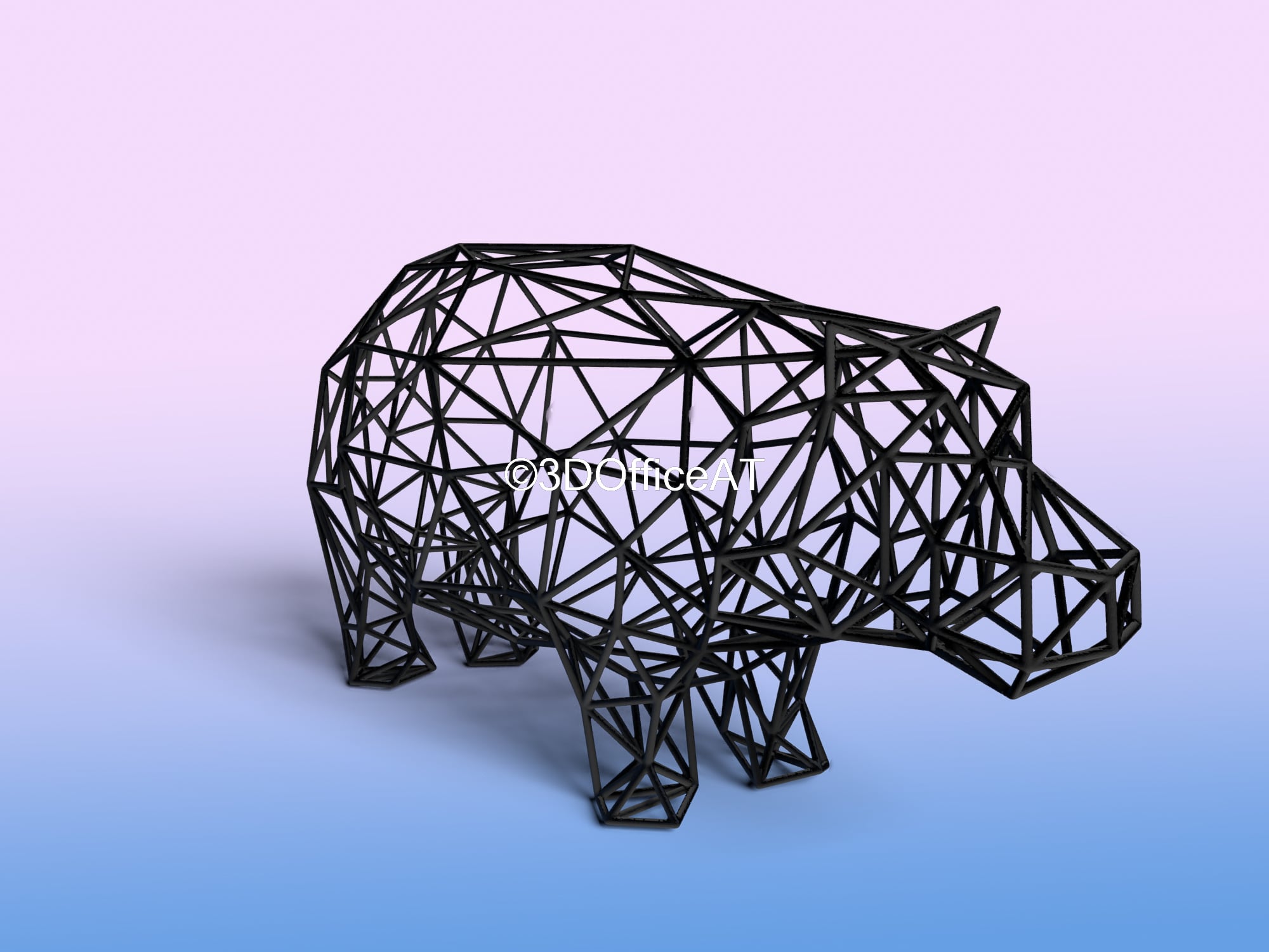 Hippo Wire Art 3d model