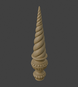 Spiral Unicorn Horn Staff Topper Finial – Fantasy Horn Prop - ACME mop thread version, 25 mm opening 3d model