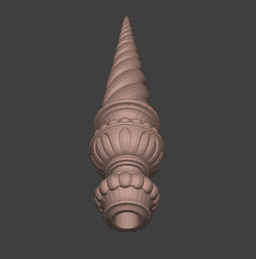 Spiral Unicorn Horn Staff Topper Finial – Fantasy Horn Prop - ACME mop thread version, 25 mm opening 3d model