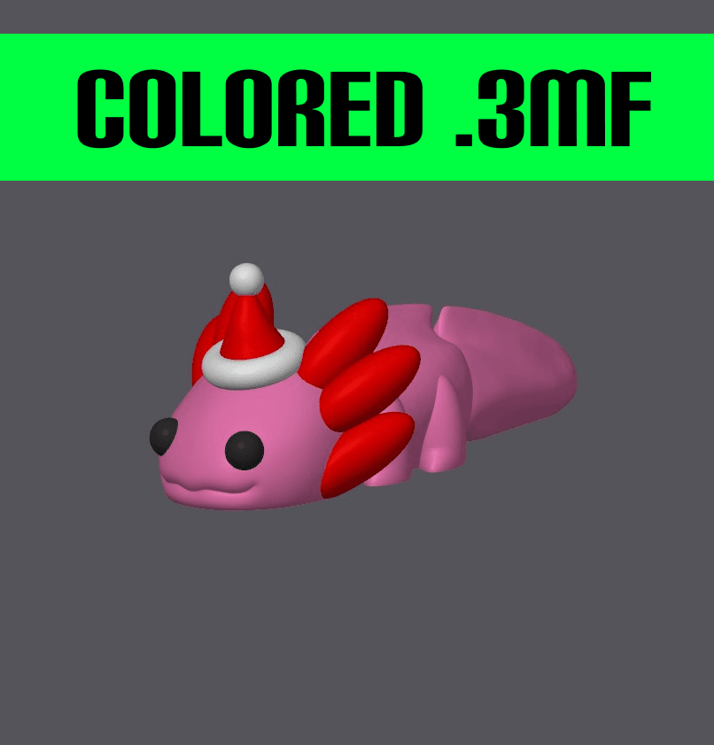 Christmas Baby Axolotl - Mini Monster #2 Colored .3MF 3d model