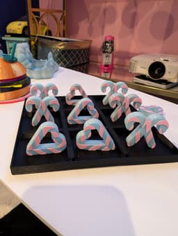 Candy Cane Lane - Tic Tac Toe Board - Games, Stocking Stuffers, Car Games, Decor 3d model