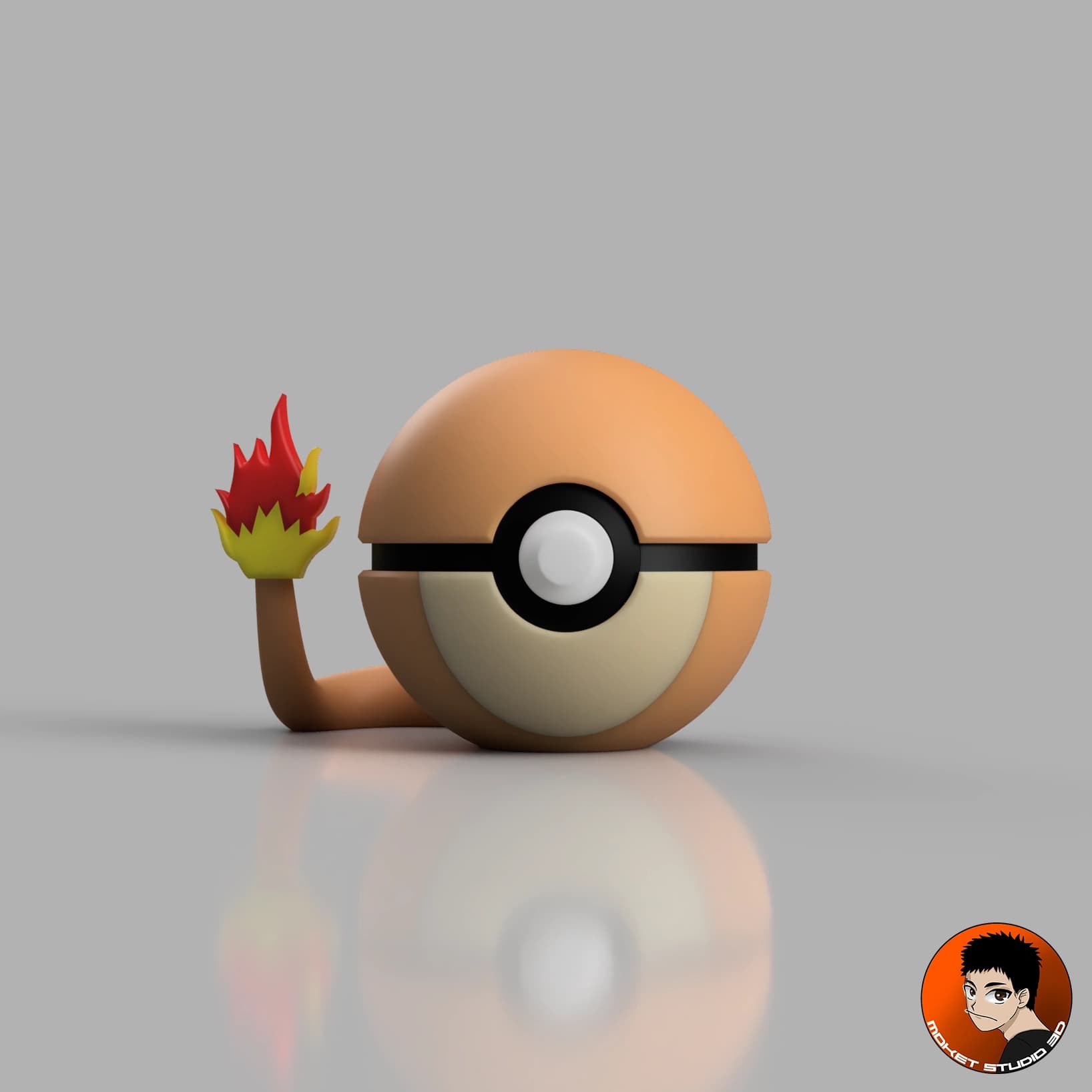 0004 - Charmander Pokeball 3d model