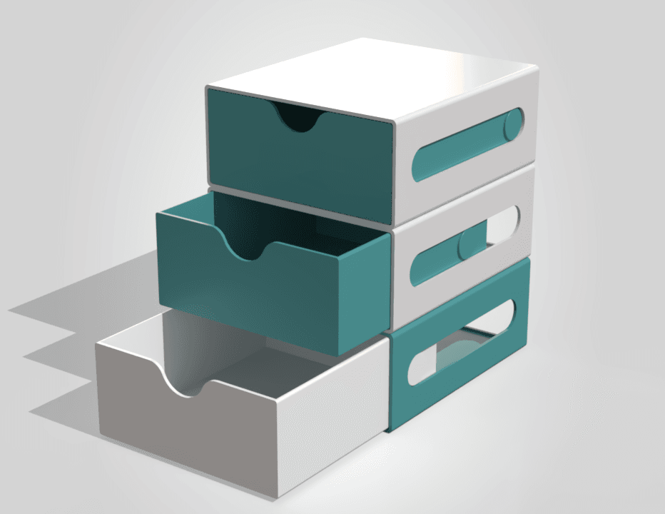 Modular Desk Drawer STL | Stackable Organizer | 3D Printable Storage Box 3d model