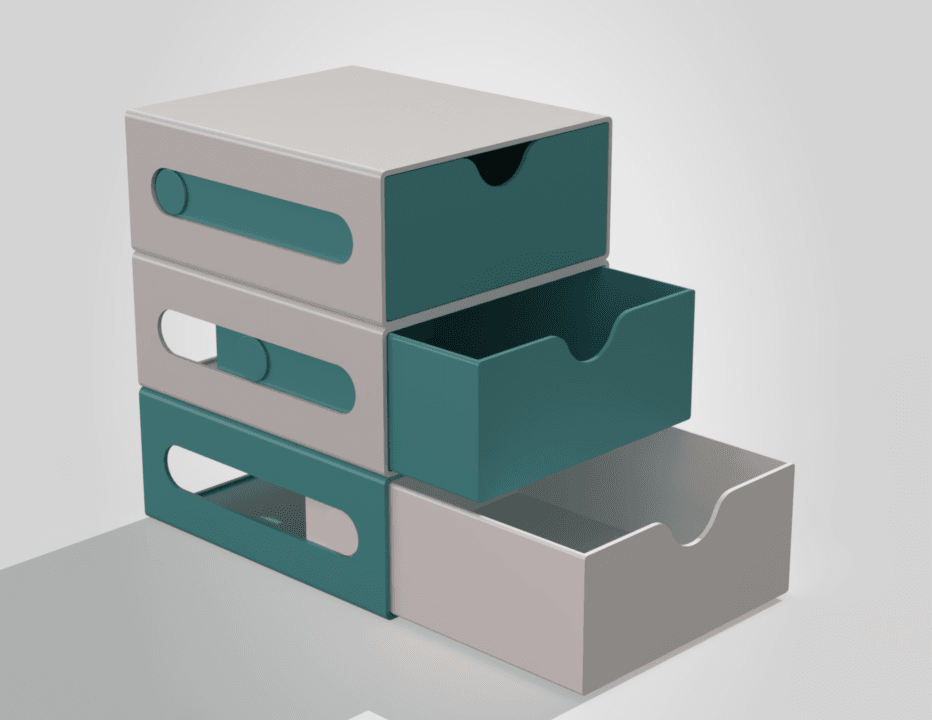 Modular Desk Drawer STL | Stackable Organizer | 3D Printable Storage Box 3d model