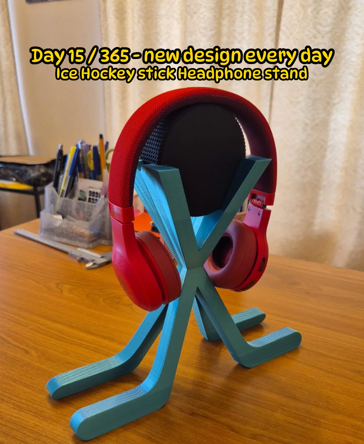Ice Hockey Stick Headphone Stand – Sports-Inspired Desk Holder 3d model