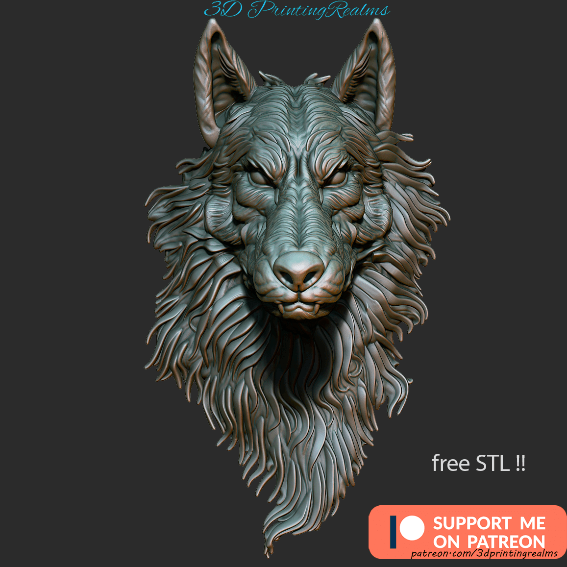 ElderWolfBUST.stl 3d model