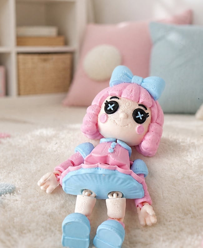 Pastel Doll Flexi Toy Articulated Kawaii Figure 3d model