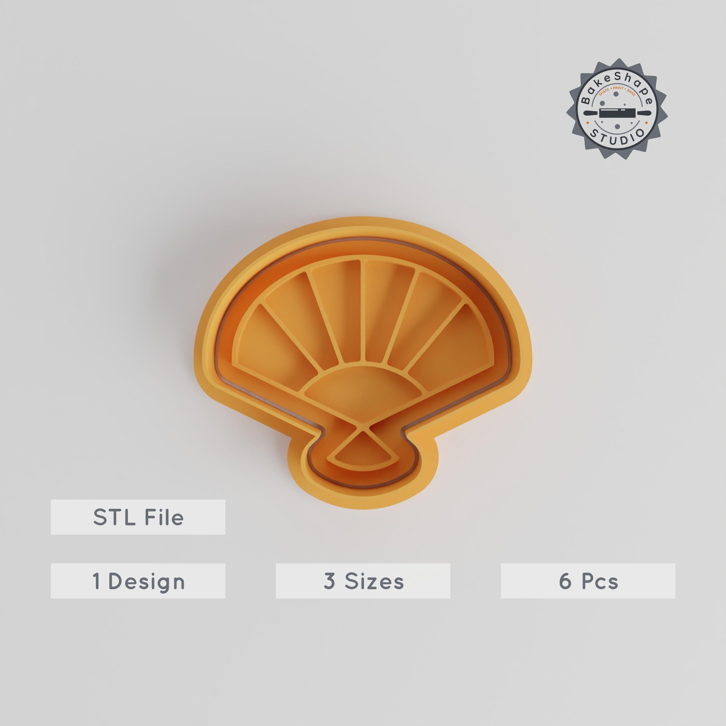 Chinese Fan Shape Cutter & Stamp Set, Perfect for Cookies & Fondant, 3 Sizes (S/M/L) PRODUCT_4483 3d model