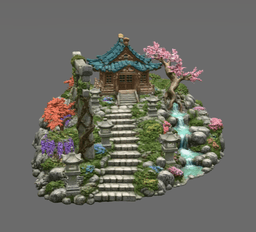 Japanese Sakura Shrine Garden STL File for 3D Print 3d model