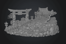 Japanese Sakura Shrine Garden STL File for 3D Print 3d model