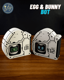 TRANSFORMING EGG-BOT & BUNNY-BOT WITH MODULAR STORAGE CASE 3d model