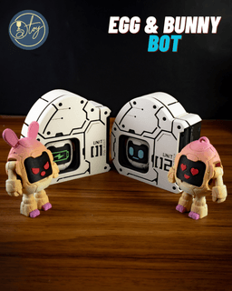 TRANSFORMING EGG-BOT & BUNNY-BOT WITH MODULAR STORAGE CASE 3d model