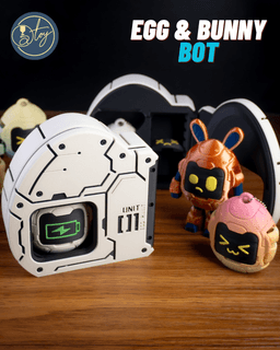 TRANSFORMING EGG-BOT & BUNNY-BOT WITH MODULAR STORAGE CASE 3d model