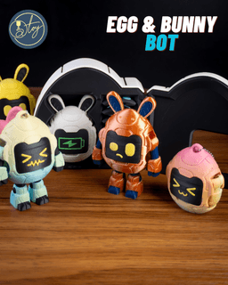 TRANSFORMING EGG-BOT & BUNNY-BOT WITH MODULAR STORAGE CASE 3d model