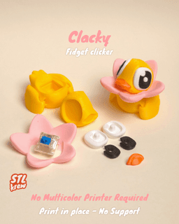 Cute duck fidget clicker - no support, print in place 3d model