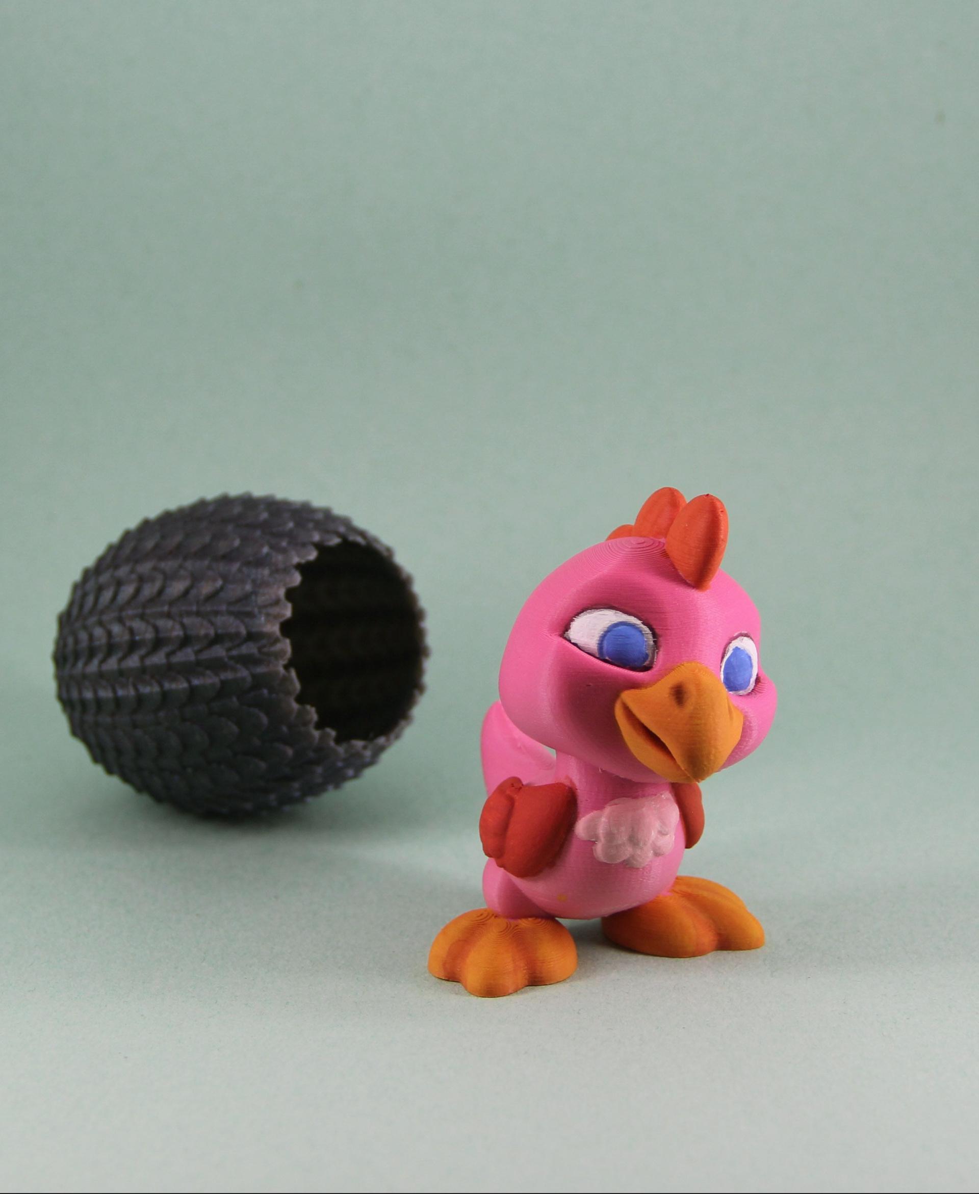 Dino Chick - Printed in Polymaker Polyterra Spring, with handpainted details - 3d model