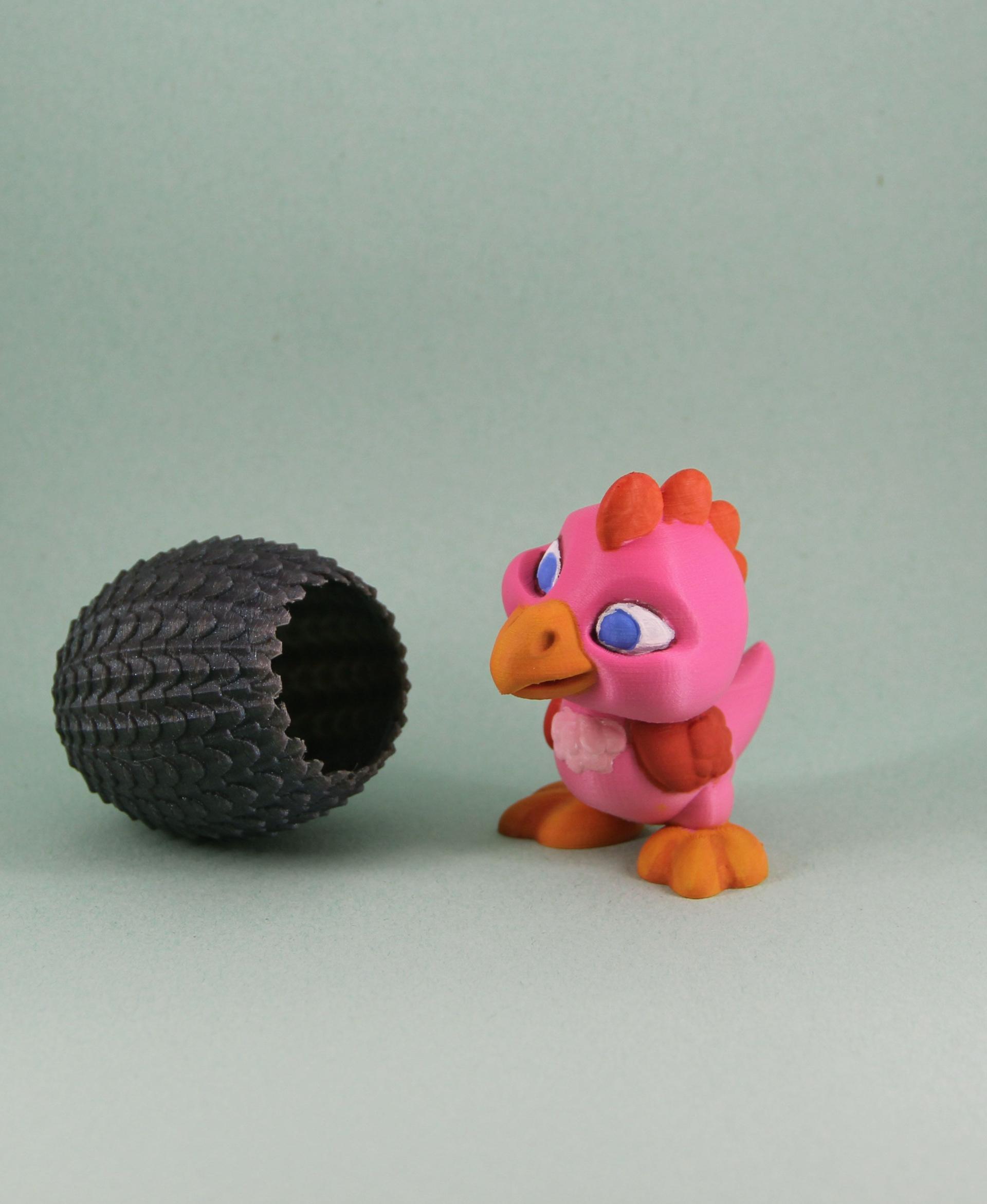 Dino Chick - Printed in Polymaker Polyterra Spring, with handpainted details - 3d model
